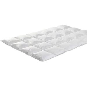 May include: White down comforter with a quilted design. The comforter is made of soft, breathable down and is perfect for keeping you warm and comfortable all night long.