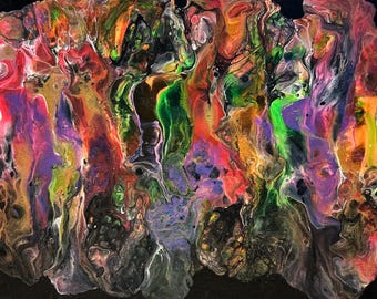 Colorful Abstract Painting, 10x8 Original Art!