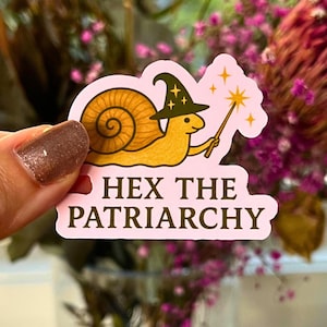 Hex the Patriarchy Snail Sticker: Feminist Witch Vinyl Decal