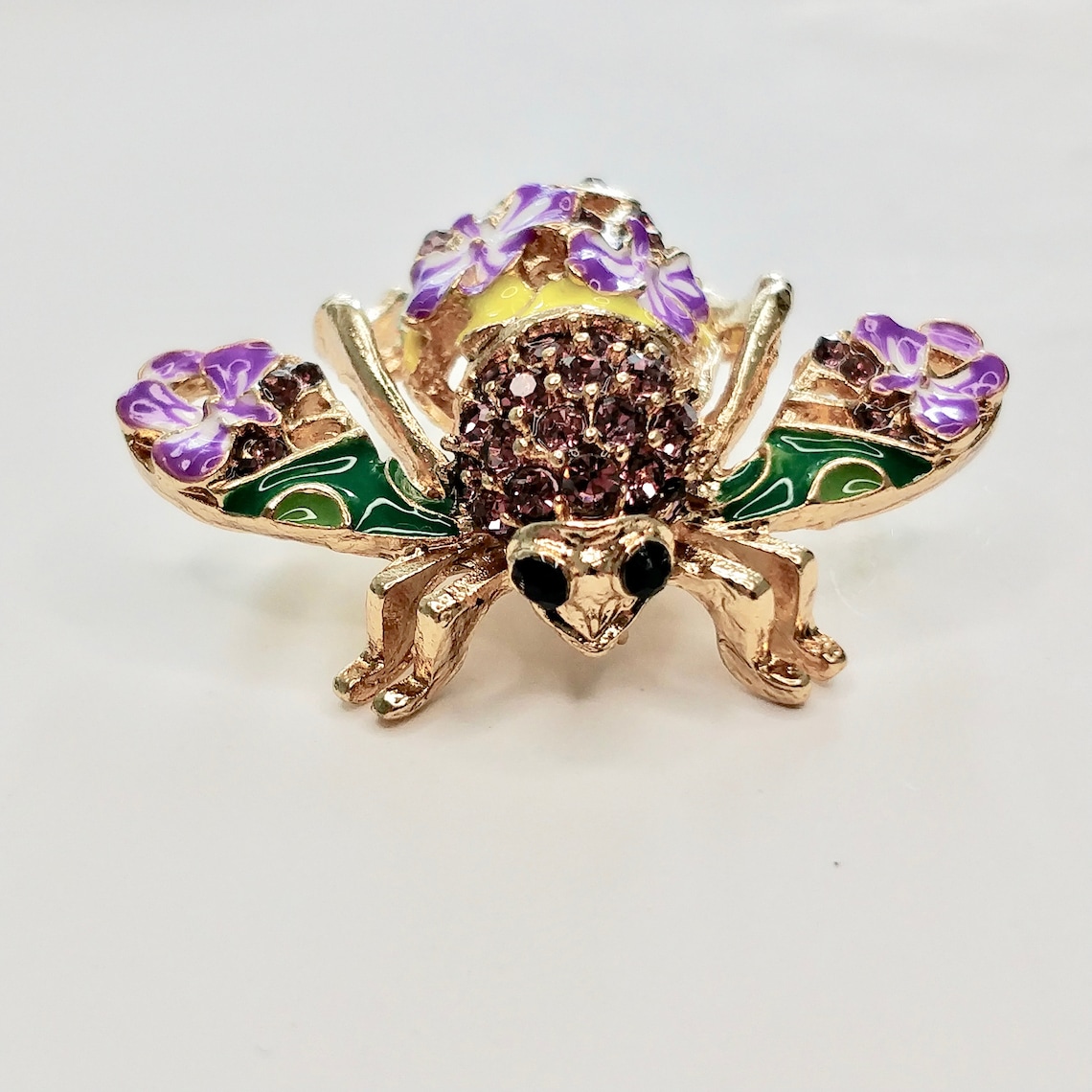 Joan Rivers Purple Floral BEE PIN Brooch Gift for her women Etsy