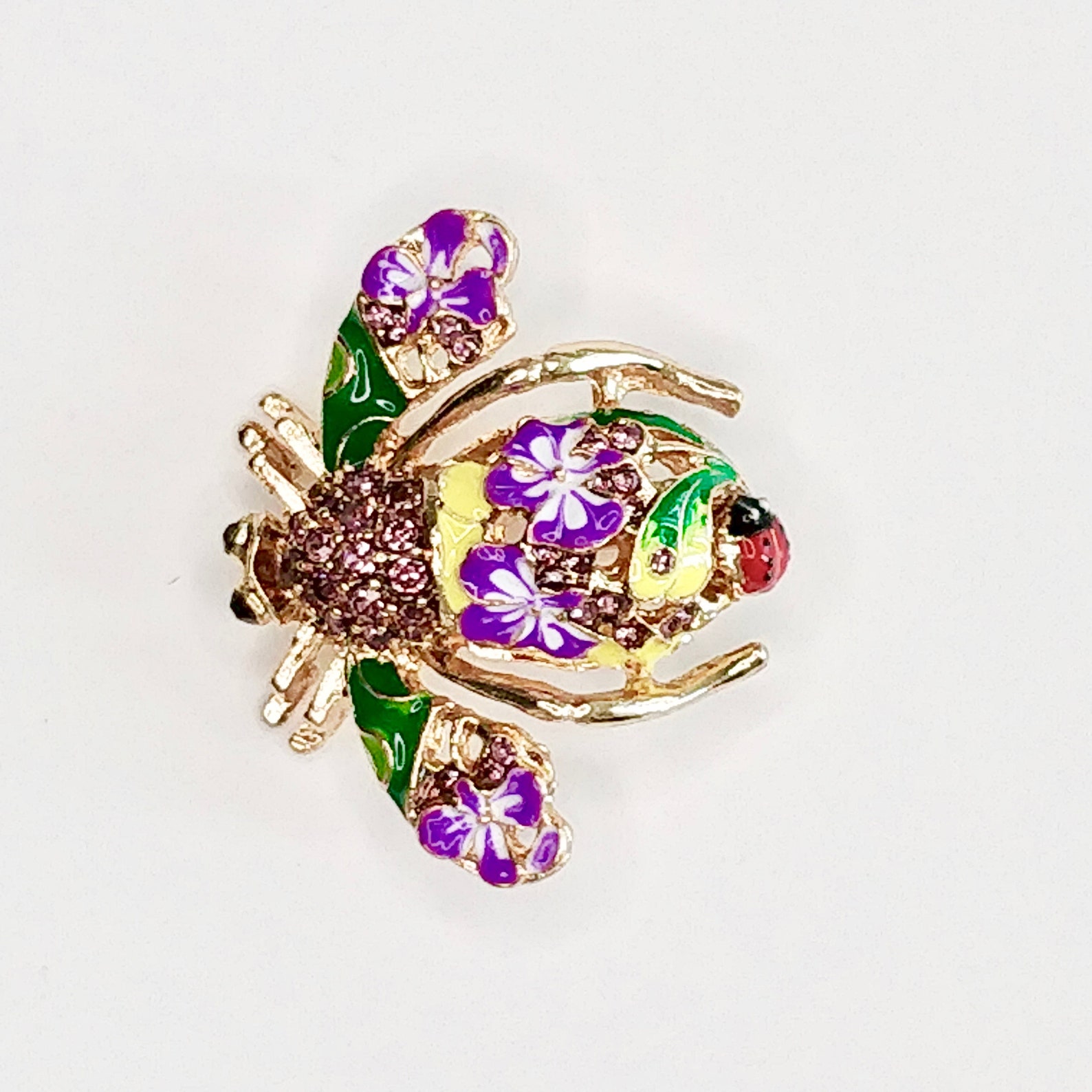 Joan Rivers Purple Floral BEE PIN Brooch Gift for her women Etsy