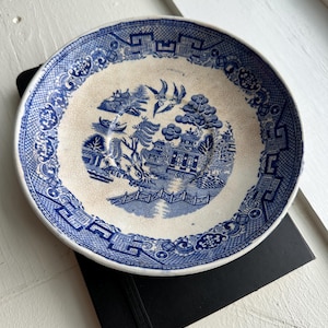 Antique Blue Willow Transferware Dish: Semi China D & C, Limoges