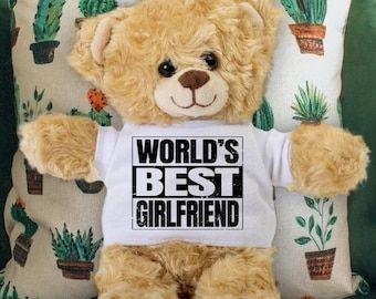 World's Best Girlfriend Teddy Bear - Funny Gift for Girlfriend - Unique Birthday, Anniversary, Valentine's Day Gift