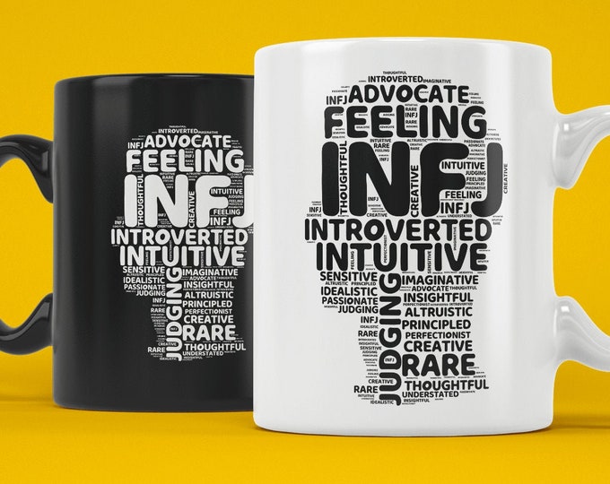 INFJ Myers Briggs Personality Type (Coffee Mugs) Funny Gift for Advocate, Introvert, MBTI, 16 Personalities, Pop Psychology
