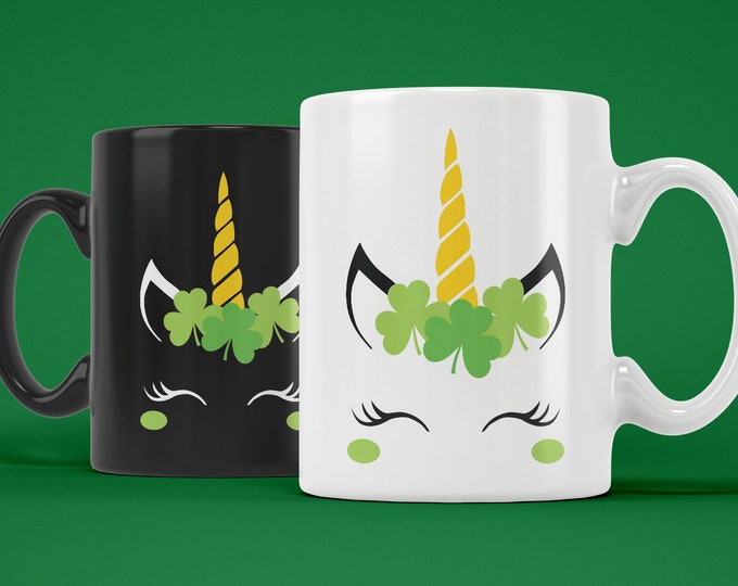St. Patrick's Day Shamrock Unicorn (Ceramic Coffee Mugs) Funny Gift for St. Patrick's Day Drinking Shenanigans