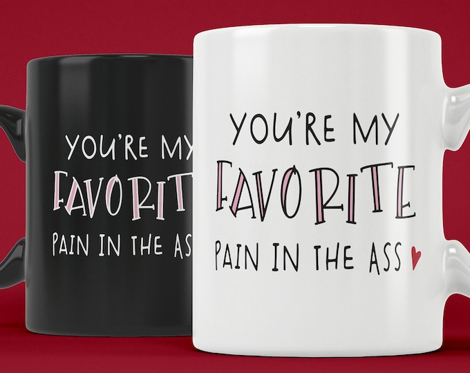 You're My Favorite Pain in the Ass (Ceramic Mugs & Beer Stein) Funny Valentine's Day Gift for Sarcastic Couples