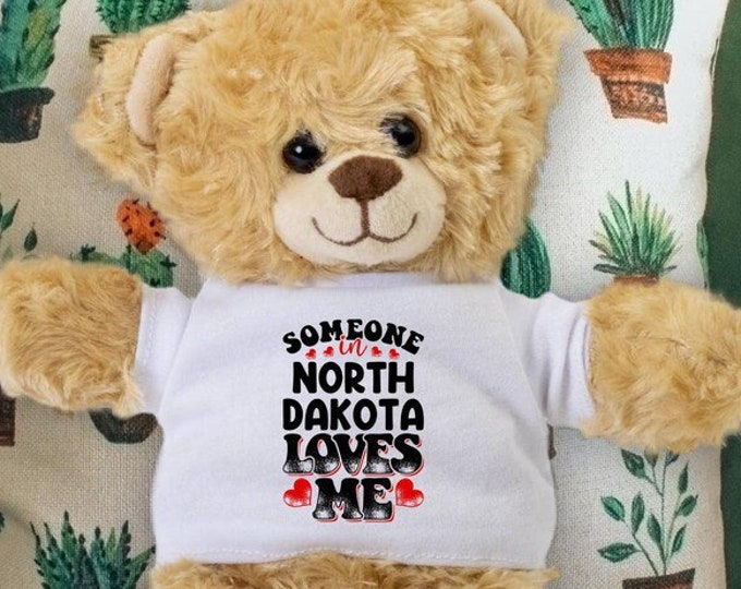 Someone in North Dakota Loves Me Teddy Bear - Baby Shower Gift - Long Distance Gift