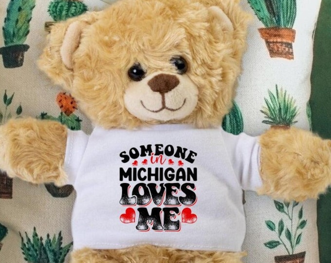 Someone in Michigan Loves Me Teddy Bear - Baby Shower Gift - Long Distance Gift