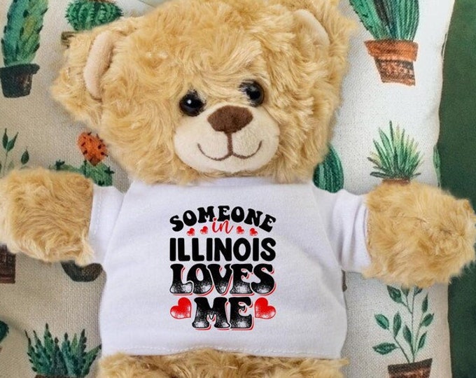 Someone in Illinois Loves Me Teddy Bear - Baby Shower Gift - Long Distance Gift