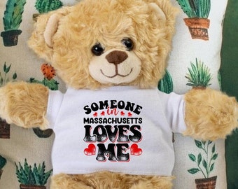 Someone in Massachusetts Loves Me Teddy Bear - Baby Shower Gift - Long Distance Gift