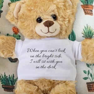 Support Gift - When You Can&#39;t Look on the Bright Side I Will Sit With You in the Dark - Sympathy Teddy Bear - Empathy Gift - Encouragement
