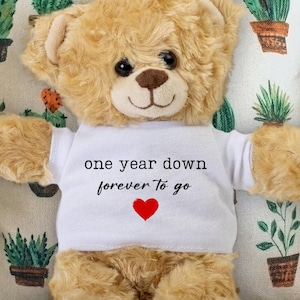 Eenjarig jubileumcadeau voor vrouw - Een jaar voor altijd te gaan - 1e verjaardag Teddybeer voor vriendin - Verjaardagskaart