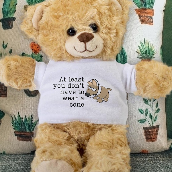 Get Well Gift - Dog Get Well Soon Teddy Bear - At Least You Don't Have to Wear a Cone - Funny Get Well Bear - Animal Lover Gift