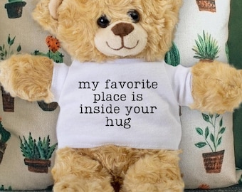My Favorite Place is Inside Your Hug - Valentines Day Gift for Her - Anniversary Teddy Bear for Wife - I Miss You Gift - Long Distance Gift