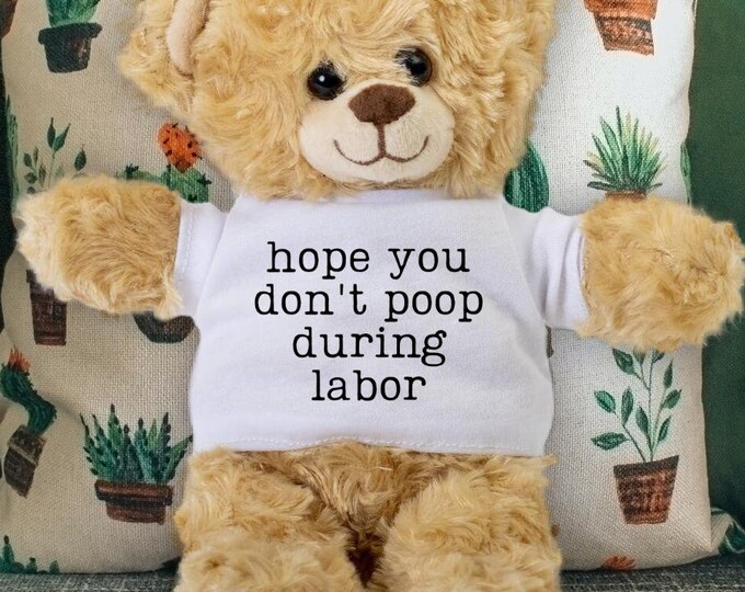 Hope You Don't Poop During Labor - Pregnancy Gift - Expecting Mom Gift - Baby Shower Gift Basket - Funny Baby Shower Teddy Bear - Baby Gift
