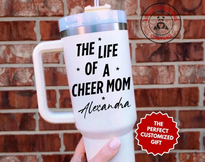 Personalized Cheer Mom Tumbler, The Life of a Cheer Mom Custom 40oz Tumbler, Cheerleader Mother Travel Mug, Cheerleading Mom Gift Cup