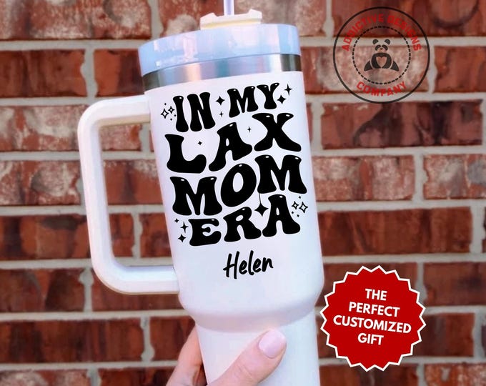 Personalized Lax Mom Tumbler, In My Lax Mom Era Custom 40oz Tumbler, Lacrosse Mom Gift, Lacrosse Mama Mug, Lax Season Cup