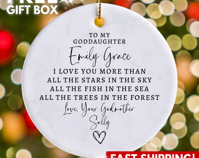 Personalized Goddaughter Ornament, Custom Goddaughter Gift from Godparents, Gift from Godmother, To My Godchild Christmas Ornament