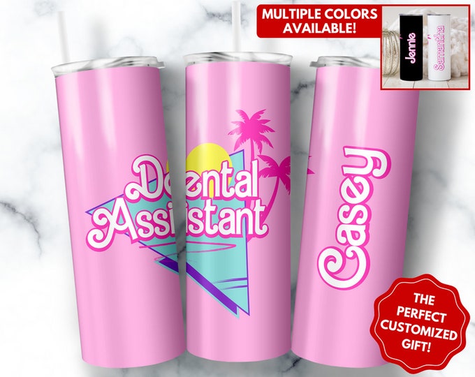 Personalized Dental Assistant Tumbler, 20oz Skinny Tumbler Gift for Dental Assistant, Custom Dental Assistant Mug, Dental Nurse Cup Gifts