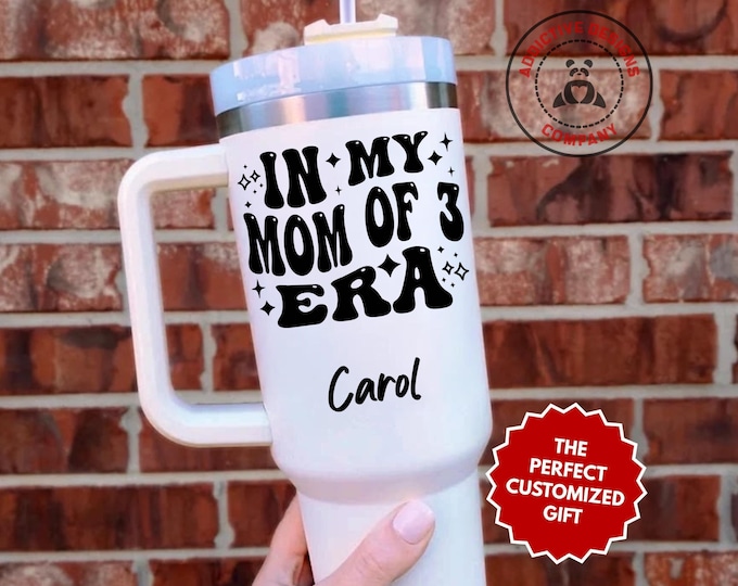 Personalized Mom of 3 Tumbler, In My Mom of 3 Era Custom 40oz Tumbler, Mom of Three Kids Mug, Mama of 3 Gift, Mother of 3 Cup