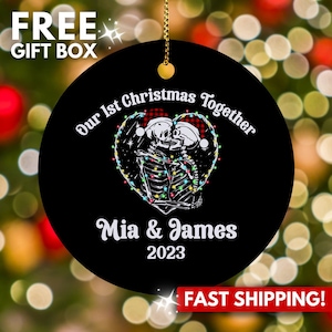 Personalized First Christmas Together Ornament, Custom Skeletons Wedding Gift for Newlyweds, Couples Engagement Ornament, Custom Mr Mrs