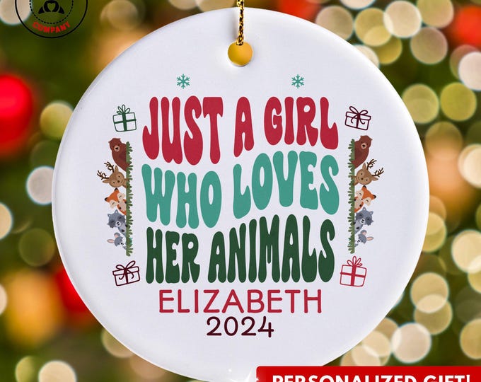 Personalized Animal Lover Ornament, Just a Girl Who Loves Her Animals Ornament, Custom Gift for Pet Enthusiasts, Funny Animal Lover Gift