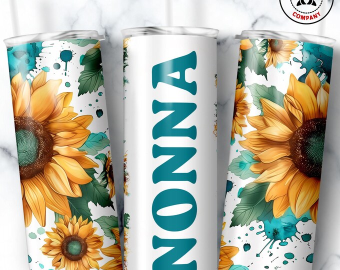 Nonna Tumbler, Skinny Tumbler Gift for Italian Grandmother, Floral Nonna Mug, Grandma Sunflower Gift Cup, Mother's Day Gift