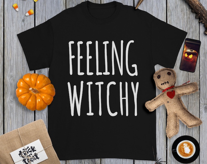 Feeling Witchy Halloween (Short-Sleeve Unisex T-Shirt) Funny Gift for Halloween Party, Feeling Witchy Shirt