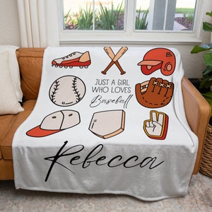 Personalisierte Baseballdecke, kundenspezifische nur ein Mädchen, das Baseballdecke liebt, Sport werfen Decke, Kinder Baseball-Liebhaber-Trainer-Geschenk-Decke