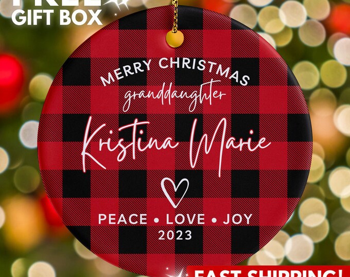 Personalized Granddaughter Christmas Ornament, Custom To My Grandaughter Gift from Grandparents, First Christmas Gift from Grandma