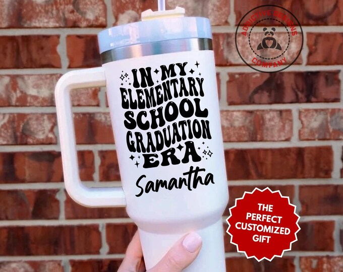 Personalized Elementary Grad Tumbler, In My Elementary School Graduation Era Custom 40oz Tumbler, Kindergarten Mug, Middle School Gift