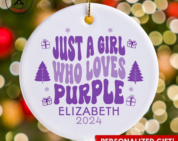 Personalized Purple Ornament, Just a Girl Who Loves Purple Ornament, Custom Gift for Purple Enthusiast, Funny Purple Lover Gift