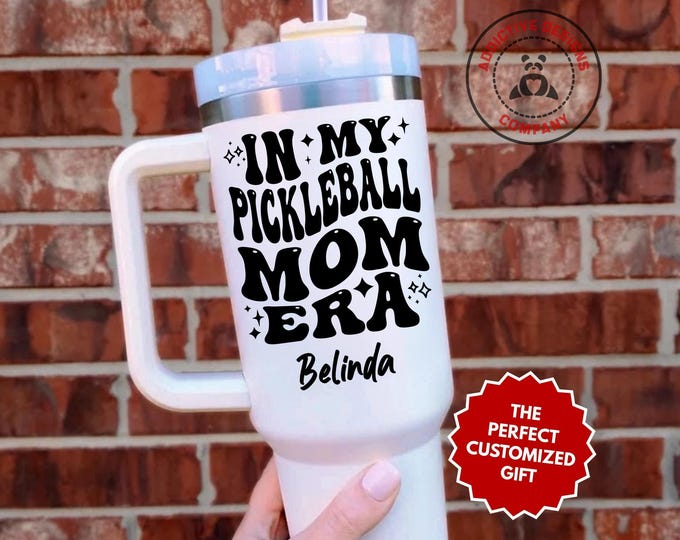 Personalized Pickleball Mom Tumbler, In My Pickleball Mom Era Custom 40oz Tumbler, Dinker Mama Mug, Sports Mom Gift, Pball Mom Cup