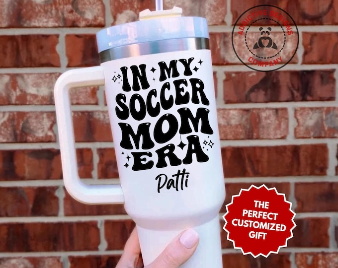 Personalized Soccer Mom Tumbler, In My Soccer Mom Era Custom 40oz Tumbler, Soccer Mama Mug, Sports Mom Gift, Soccer Lover Cup