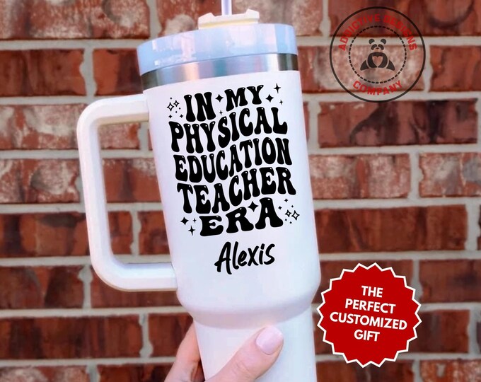 Personalized PE Teacher Tumbler, In My Physical Education Teacher Era Custom 40oz Tumbler, Coach Gift, School Mug, Gym Teacher Cup
