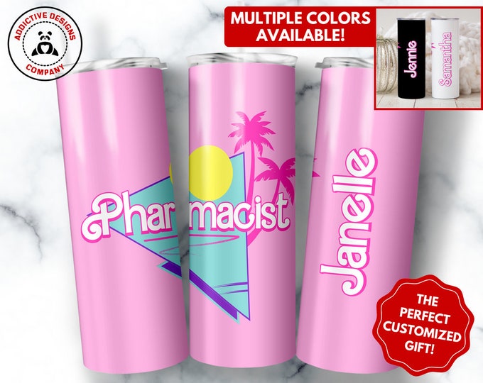 Personalized Pharmacist Tumbler, 20oz Skinny Tumbler Gift for Pharmacist, Future Pharmacist Graduation Gift, Custom Pharmacy to Go Cup Mug