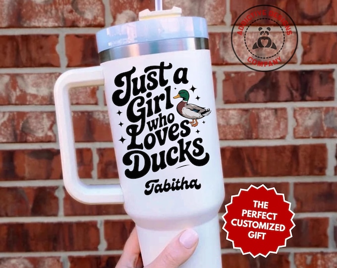 Personalized Duck Lover Tumbler, Custom Just a Girl Who Loves Ducks 40oz Tumbler, Gift for Her, Mallard Duck Owner Gift