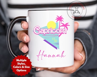 Personalized Capricorn Mug, Cup Gift for Capricorn Birthday, Custom Astrology Zodiac Sign Mug, December January Birthday Cup