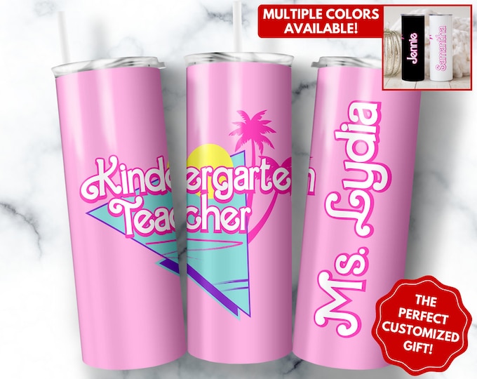 Personalized Kindergarten Teacher Tumbler, 20oz Tumbler Gift for Elementary Teacher Appreciation, Custom Teacher Mug, Teacher Cup Gifts