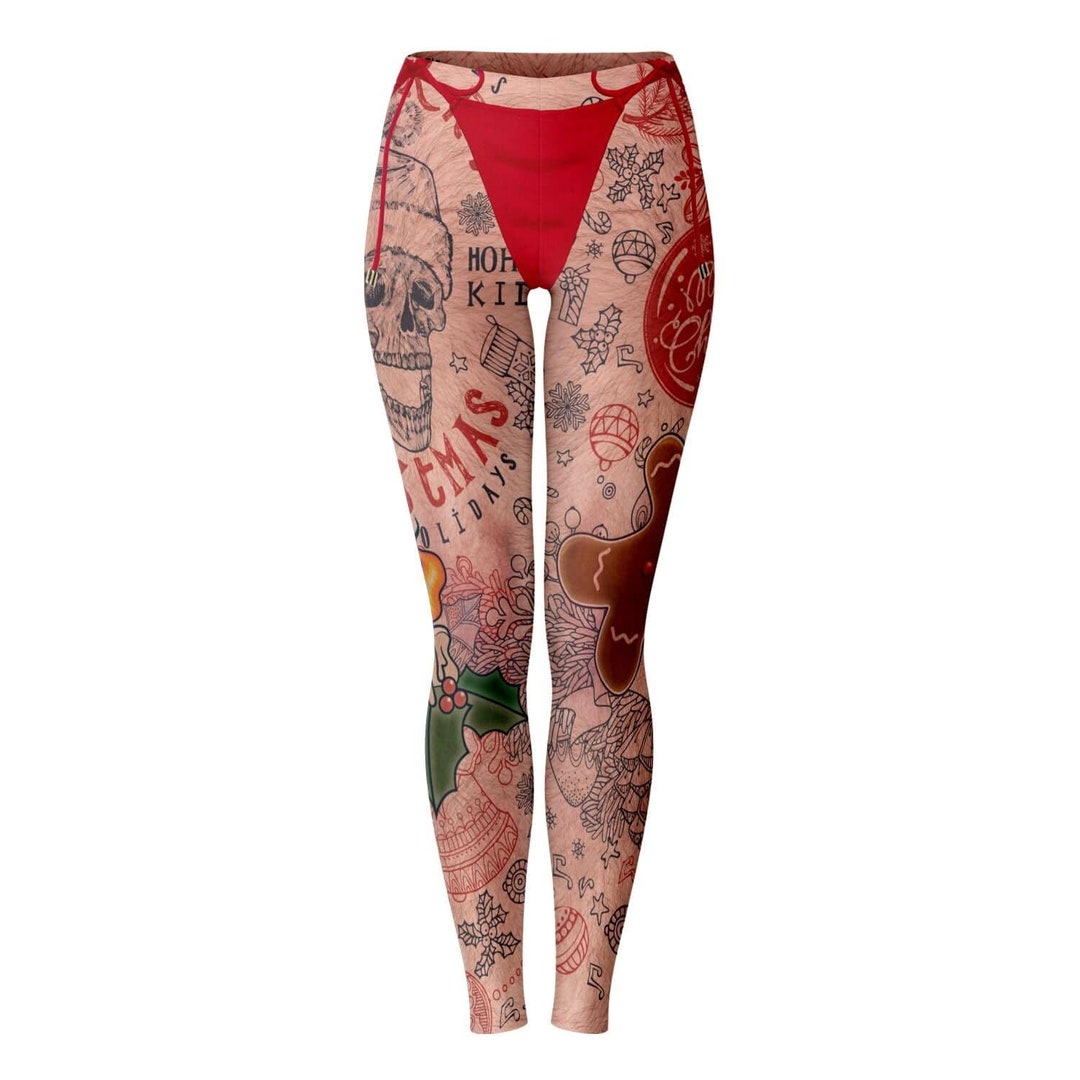 Christmas Tattoo Leggings Funny Christmas Leggings Etsy