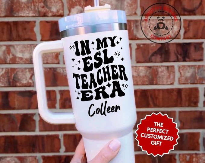 Personalized ESL Teacher Tumbler, In My ESL Teacher Era Custom 40oz Tumbler, English Language Mug, Multilingual Gift, Second Language Cup