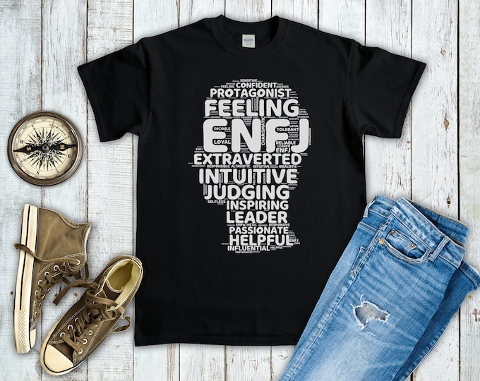 ENFJ Myers Briggs Personality Type (Unisex T-Shirt) Funny Gift for Protagonist, Extrovert, Extravert, MBTI, 16 Personalities, Pop Psychology
