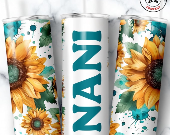 Nani Tumbler, Skinny Tumbler Gift for Indian Grandmother, Floral Nani Mug, Grandma Sunflower Gift Cup, Mother's Day Gift