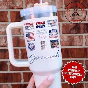 Personalized Trump Tumbler, Just a Girl Who Loves Trump 40oz Tumbler, Custom Gift for Conservative Mug, Trump 2024 Republican Patriot Cup