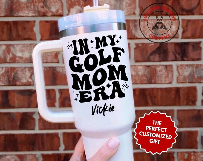 Personalized Golf Mom Tumbler, In My Golf Mom Era 40oz Tumbler, Golfing Mama Gift, Golf Lover Mug, Golf Cup, Sports Mom Travel Cup