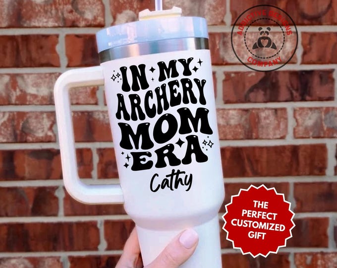 Personalized Archery Mom Tumbler, In My Archery Mom Era Custom 40oz Tumbler, Archery Mama Gift, Shooting Mom Mug, Target Mom Cup