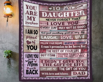 To My Daughter Love Dad Patchwork Blanket - Gift to Daughter from Dad