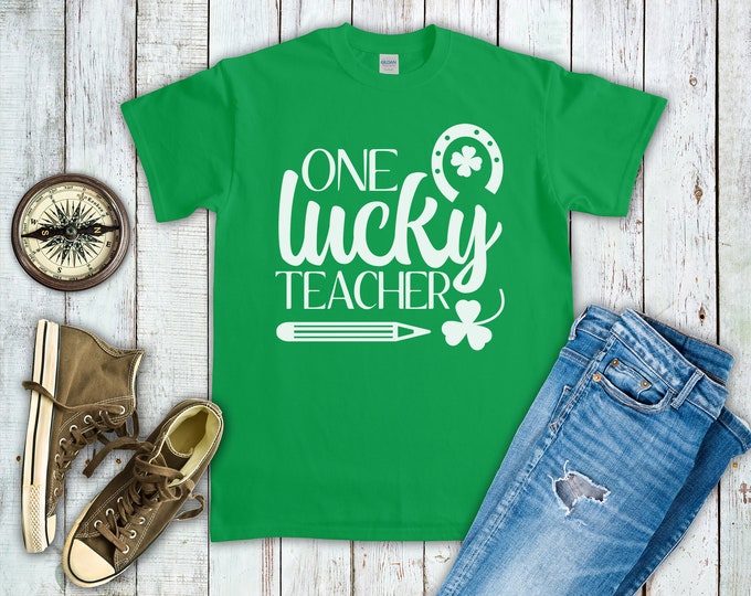 One Lucky Teacher (Short-Sleeve Unisex T-Shirt) Funny Gift for St. Patrick's Day Teachers