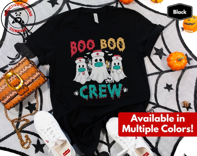 Funny Halloween Nurse Shirt, Boo Boo Crew T-Shirt, Hospital Halloween Party Tshirts, Cute Nurse Halloween Ghost Tee, Halloween Nurse Gift