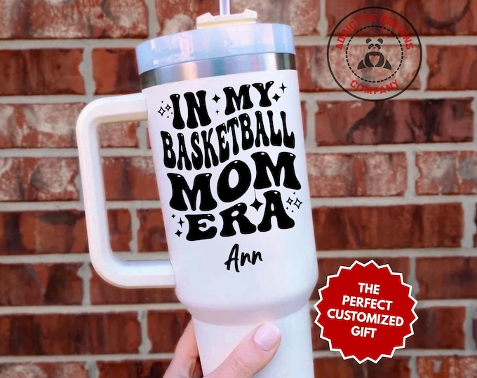 Personalized Basketball Mom Tumbler, In My Basketball Mom Era Custom 40oz Tumbler, Sports Mama Gift, Game Day Mom Mug, B-Ball Mom Cup